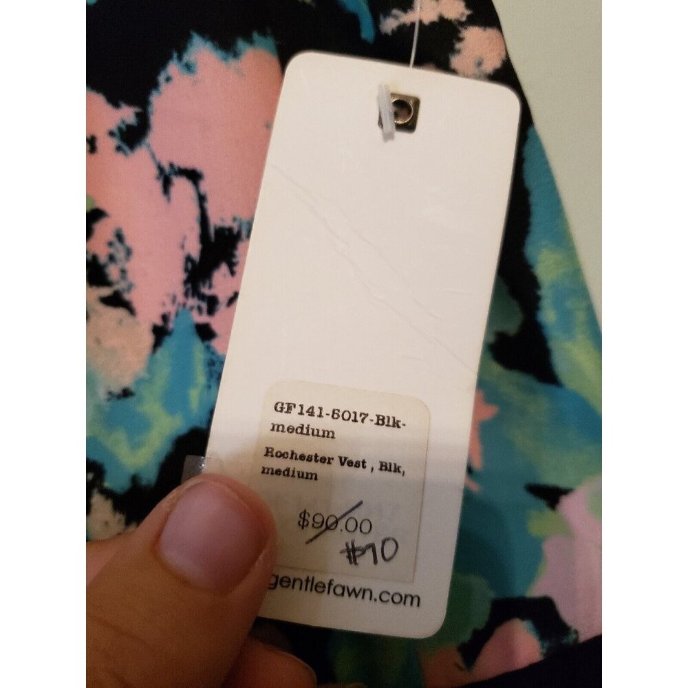 Gentle Fawn Womens M Rochester Vest Black Open Front Watercolor Abstract NWT $90 - Picture 7 of 8